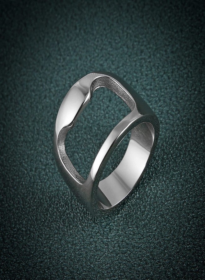 HZMAN Stainless Steel Polished Beer Bottle Opener Ring (Silver,13) - Image 4