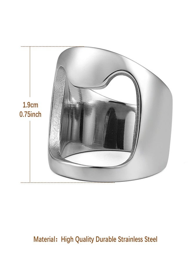 HZMAN Stainless Steel Polished Beer Bottle Opener Ring (Silver,13) - Image 2