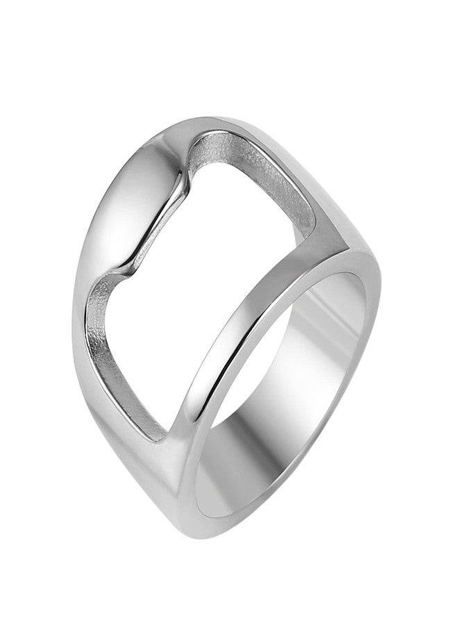 HZMAN Stainless Steel Polished Beer Bottle Opener Ring (Silver,13) - Image 1