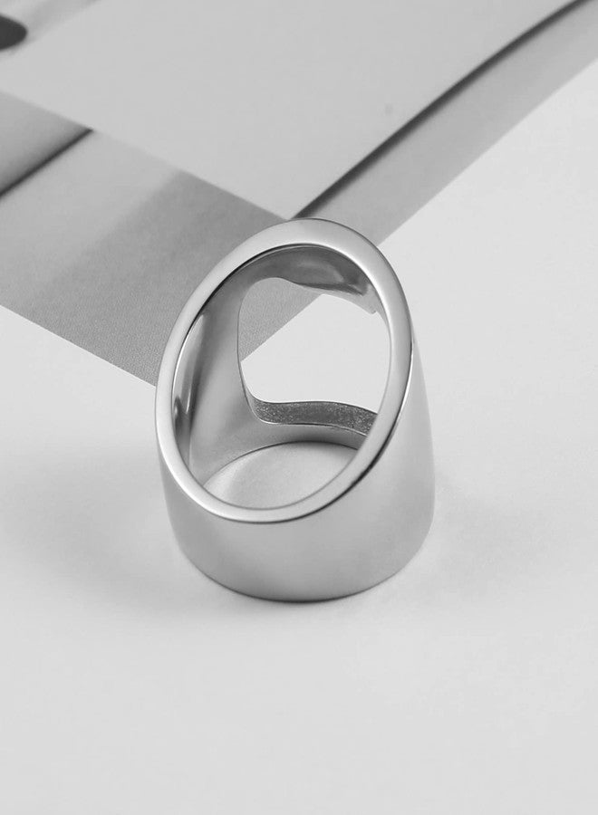 HZMAN Stainless Steel Polished Beer Bottle Opener Ring (Silver,13) - Image 3