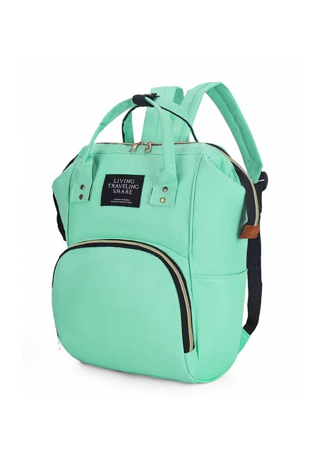 Multifunctional Diaper Bag Backpack, 20L Capacity, Splash-Resistant Oxford Fabric, Light Green - Image 1