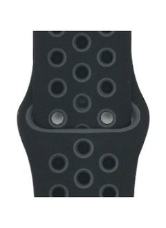 Suitable For Apple Two-color Silicone Nike Strap Nike Hole Apple Iwatch Breathable Sports Watch Strap-Color:3 Black + Dark Gray-Specifications:42/44/45/49mm-L