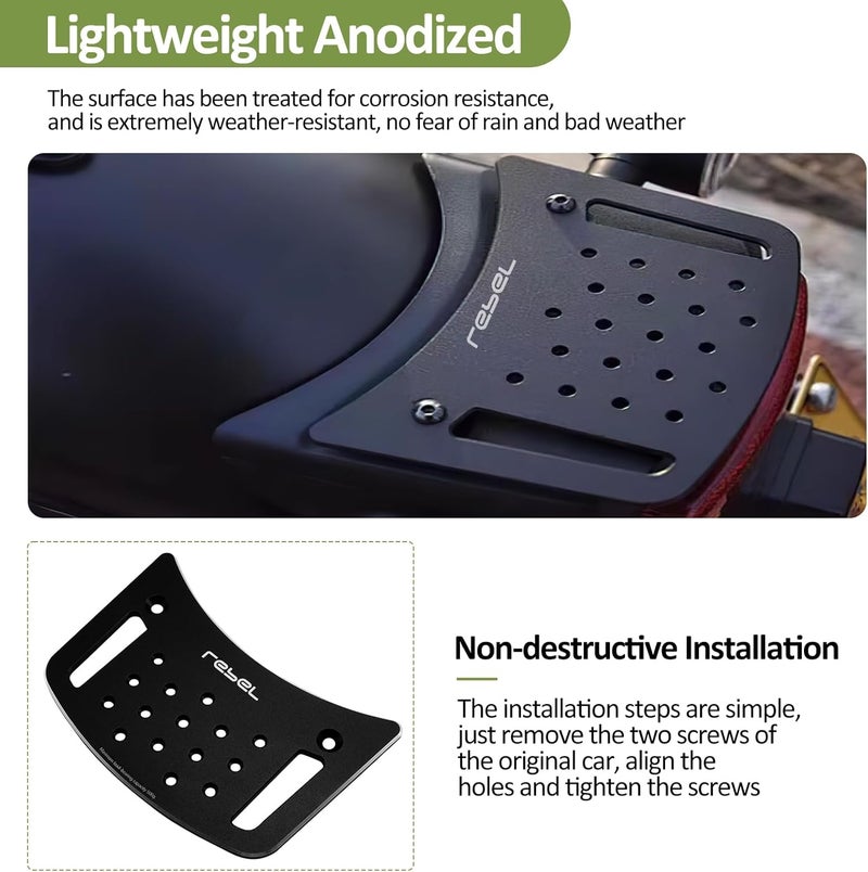 XIDAODIT Motorcycle Rear Cargo Rack Tail Light Expansion Board for Honda REBEL 1100 DCT, Rebel 300, 500, CMX 300, 500 - Image 4