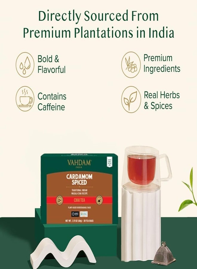VAHDAM, Cardamom Masala Chai Tea Bags (30 Count) Non GMO, Gluten Free, No Artificial Flavor | Blended w/Exotic Spices | Chai Tea | Resealable Ziplock Pouch | Individually Wrapped - Image 3