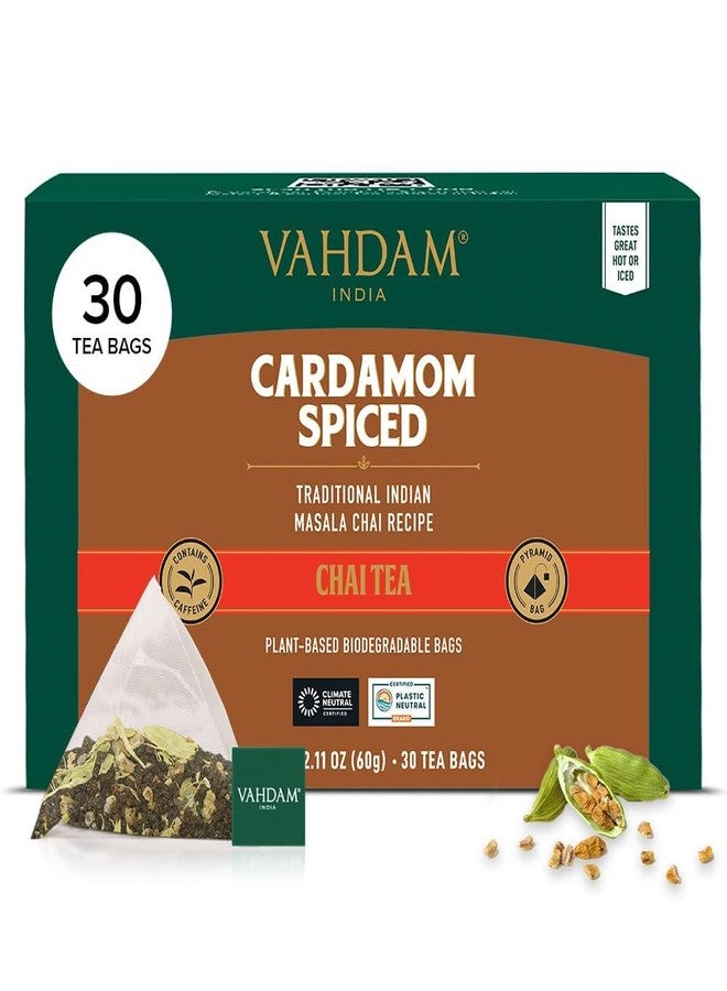 VAHDAM, Cardamom Masala Chai Tea Bags (30 Count) Non GMO, Gluten Free, No Artificial Flavor | Blended w/Exotic Spices | Chai Tea | Resealable Ziplock Pouch | Individually Wrapped - Image 1
