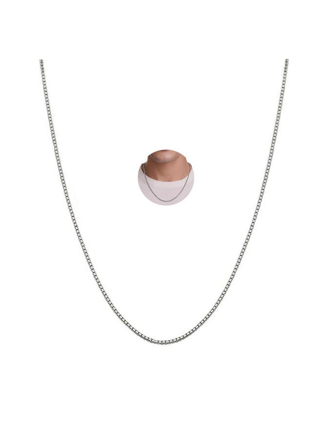 VAMA FASHIONS Trendy Silver Plated Stainless Steel Box Chain Western Charm Neck Necklace Chains for Men & Boys (2mm) - Image 1