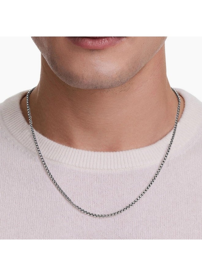 VAMA FASHIONS Trendy Silver Plated Stainless Steel Box Chain Western Charm Neck Necklace Chains for Men & Boys (2mm) - Image 2