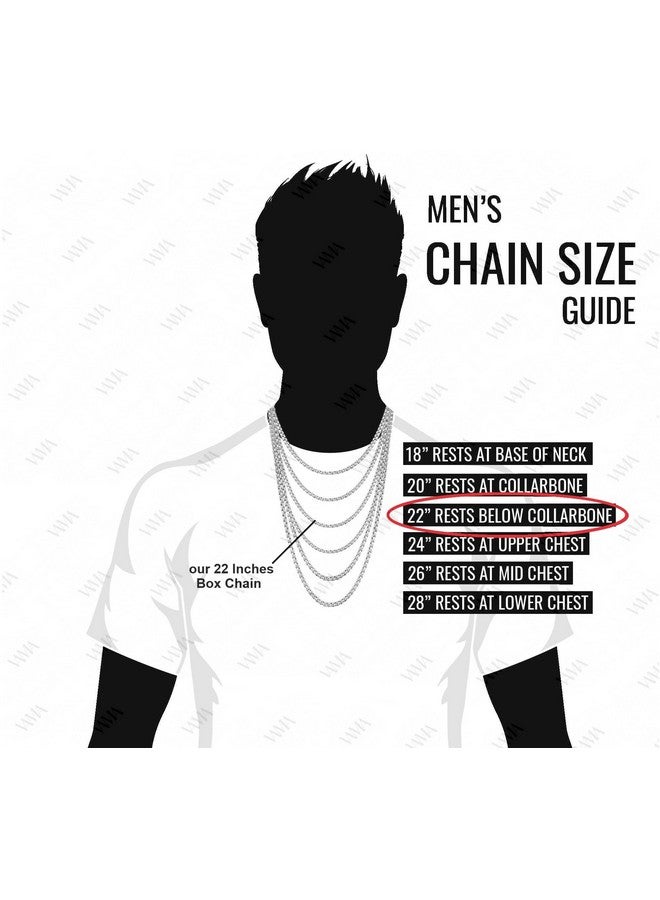 VAMA FASHIONS Trendy Silver Plated Stainless Steel Box Chain Western Charm Neck Necklace Chains for Men & Boys (2mm) - Image 3