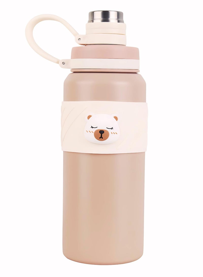 Twisoo Premium Japanese Outdoor Insulated Water Bottle, Leak Proof Stainless Steel, 24 Hours Hot & Cold, 600Ml, Brown - Image 1