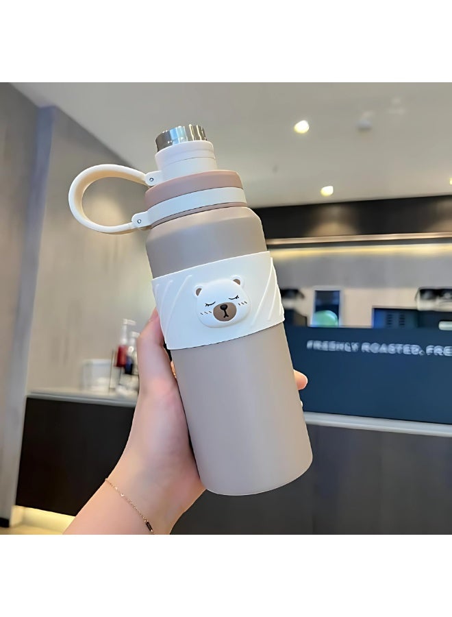 Twisoo Premium Japanese Outdoor Insulated Water Bottle, Leak Proof Stainless Steel, 24 Hours Hot & Cold, 600Ml, Brown - Image 2