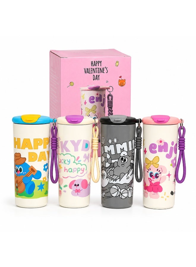 Twisoo Kids Stainless Steel Insulated Water Bottle with Straw Lid & Carry Strap | Leakproof Cartoon Vacuum Tumbler for School, Travel, Sports & Outdoor Use | Reusable Drink Bottle for Boys & Girls - Image 5