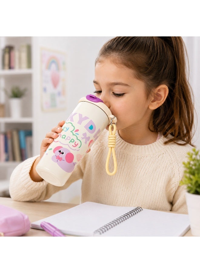 Twisoo Kids Stainless Steel Insulated Water Bottle with Straw Lid & Carry Strap | Leakproof Cartoon Vacuum Tumbler for School, Travel, Sports & Outdoor Use | Reusable Drink Bottle for Boys & Girls - Image 2