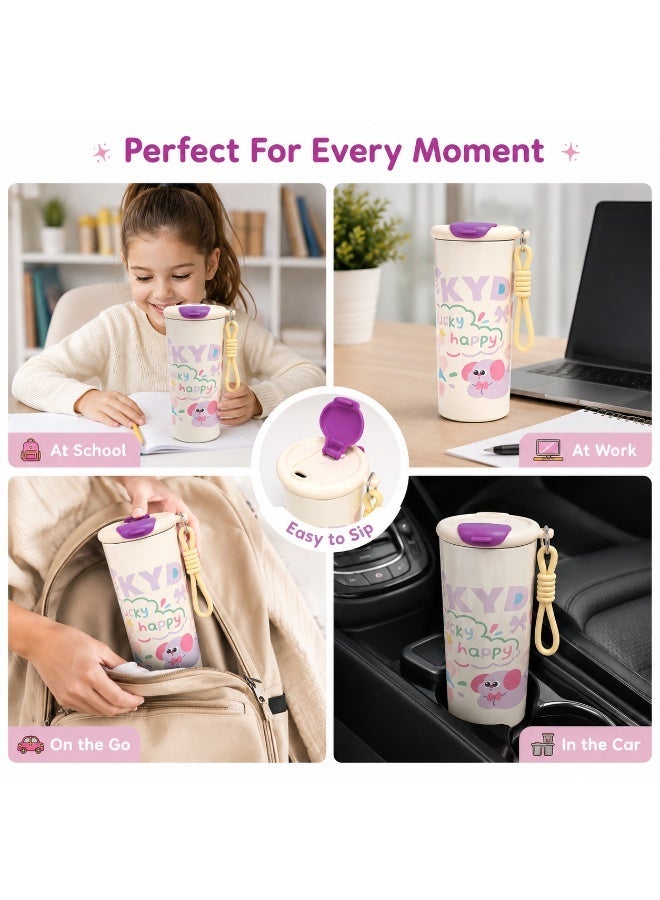 Twisoo Kids Stainless Steel Insulated Water Bottle with Straw Lid & Carry Strap | Leakproof Cartoon Vacuum Tumbler for School, Travel, Sports & Outdoor Use | Reusable Drink Bottle for Boys & Girls - Image 4