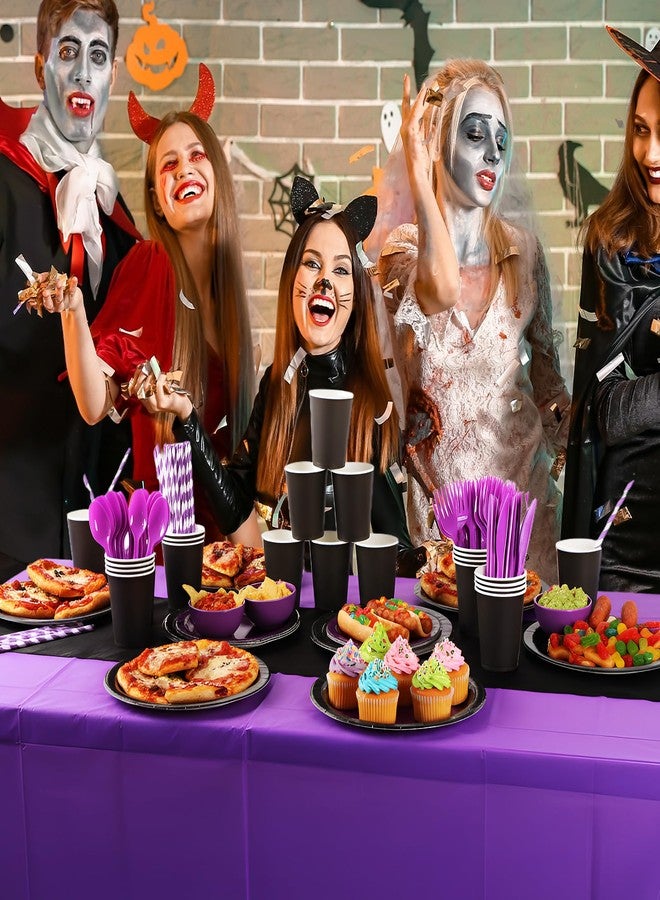 Mindsoft تتضمن زينة حفلات مايندسوفت مناديل ورقية، أكواب، أطباق، مفرش طاولة بلاستيكي، طقم سكاكين وشوك وملاعق لحفلات أعياد الميلاد، حفلات التخرج، حفلات الزفاف، والهالوين (بنفسجي وأسود، ألوان زاهية). - Image 4