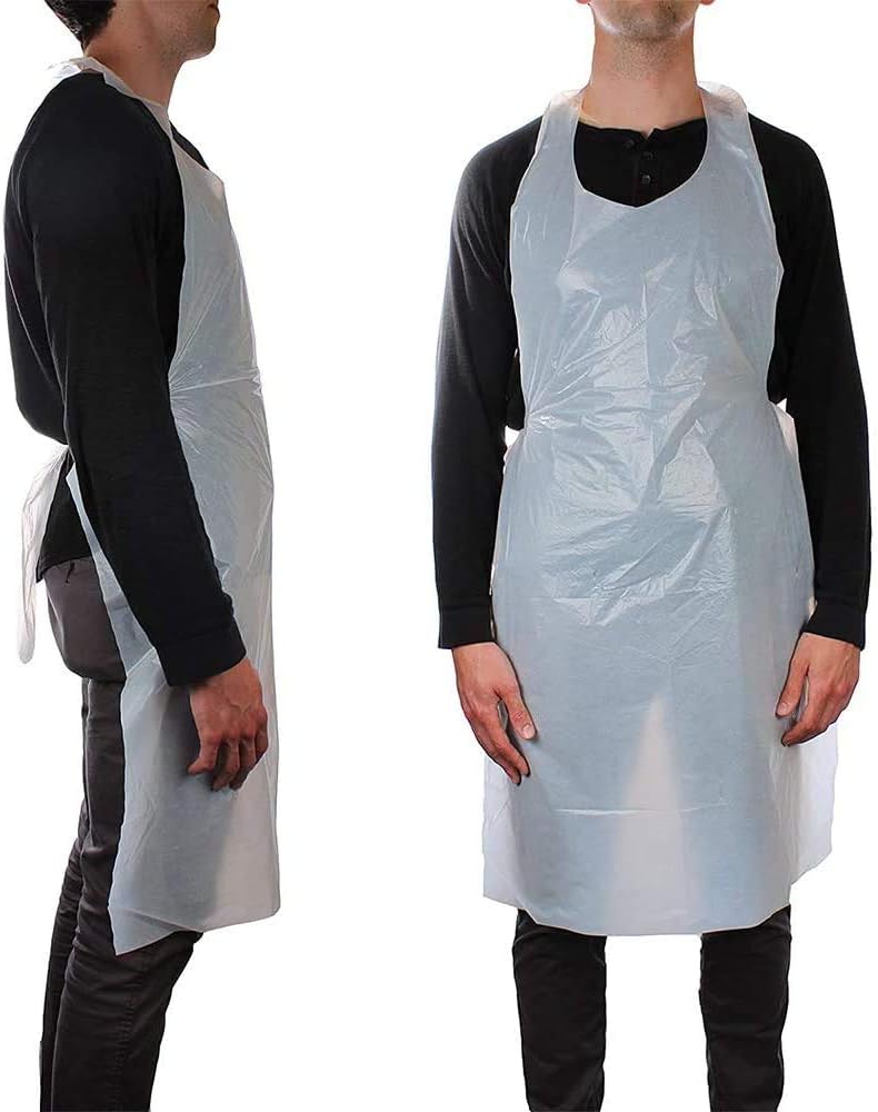 1Above Disposable White Polythene Aprons 20 Micron Strong Multipurpose UK Manufactured - Plastic Aprons Medical Virus Protection - PPE Aprons Disposable - Image 2