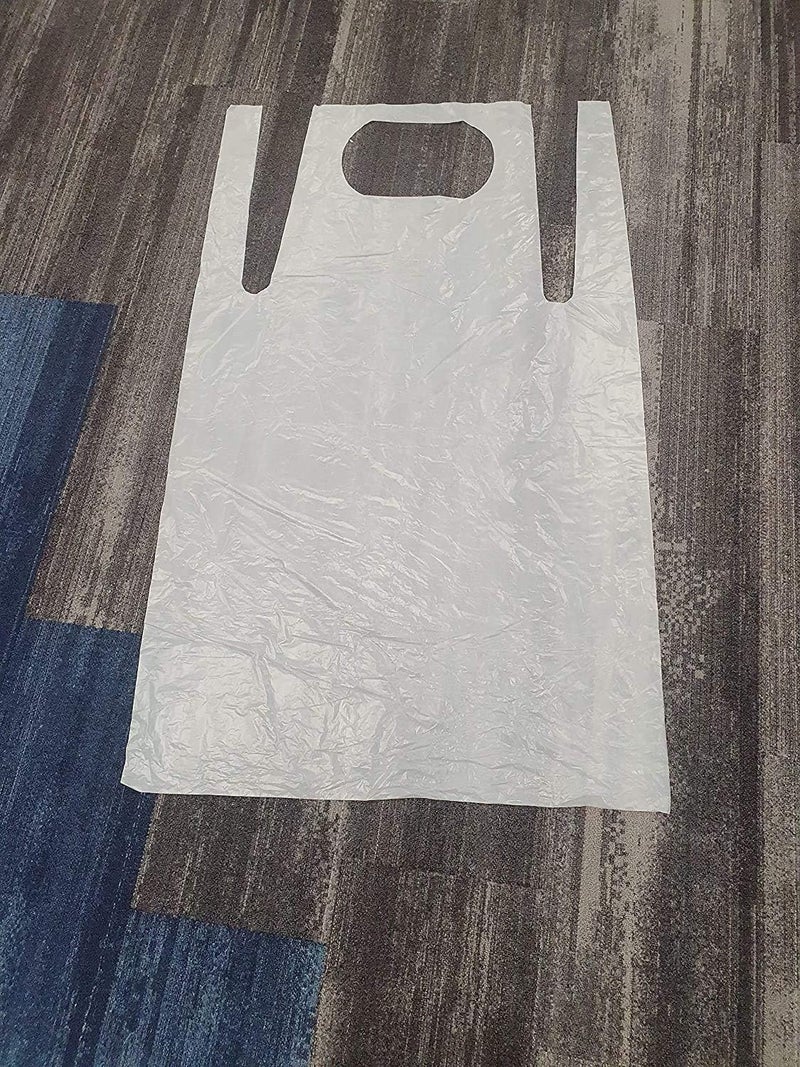 1Above Disposable White Polythene Aprons 20 Micron Strong Multipurpose UK Manufactured - Plastic Aprons Medical Virus Protection - PPE Aprons Disposable - Image 3
