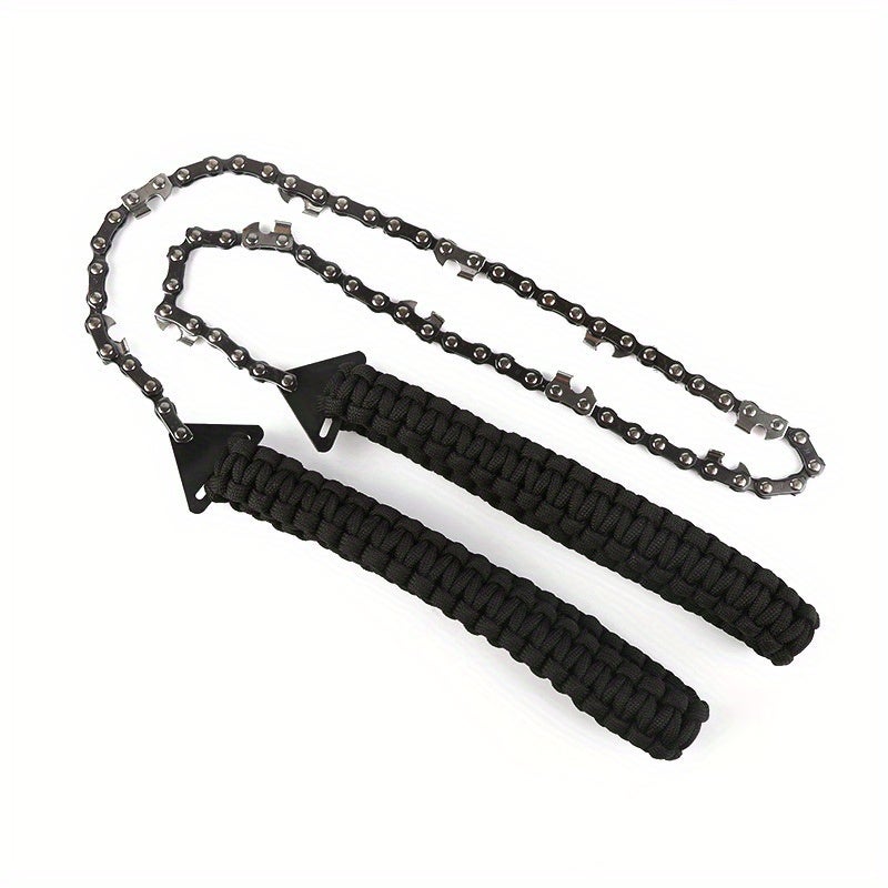 Outdoor Hand Saw Portable Chain Saw with Paracord Handle, Emergency Survival Gear, Camping Folding Chainsaw for Wood Cutting