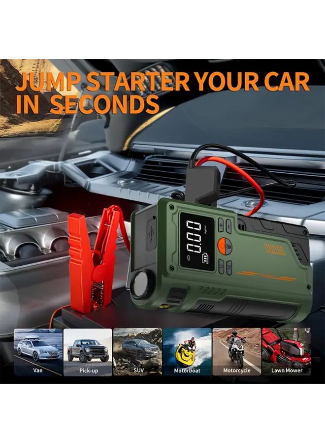 Green Portable Air Compressor Car Battery Jump Starter 3000A 150 PSI Power Kit - Image 2