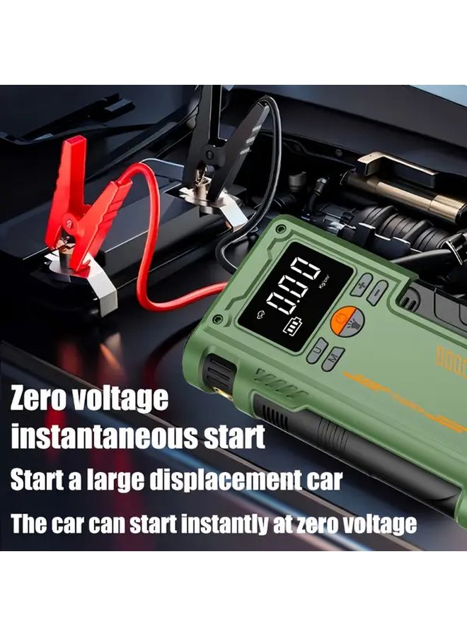 Green Portable Air Compressor Car Battery Jump Starter 3000A 150 PSI Power Kit - Image 5