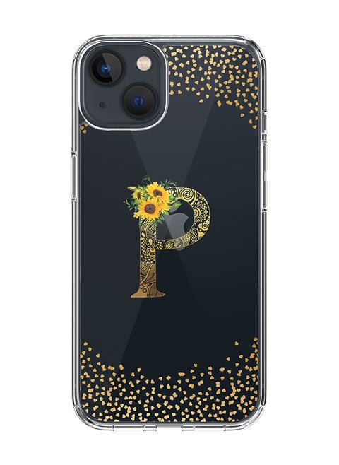 Classic Clear Case For iPhone 14 Plus, Hybrid Soft Case Cover- Custom Monogram Initial Letter Mandala Floral Pattern Alphabet - P(Transparent)