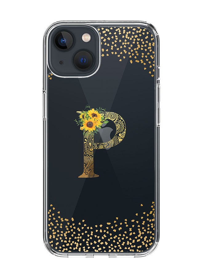 Stylizedd Classic Clear Case For iPhone 14 Plus, Hybrid Soft Case Cover- Custom Monogram Initial Letter Mandala Floral Pattern Alphabet - P(Transparent)  - Image 1