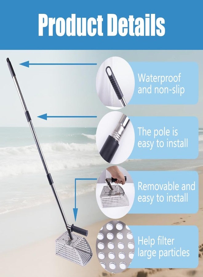 WodGod Sand Scoop for Metal Detecting, Heavy Duty Stainless Steel Sand Scoop with Long Handle,Includes 1 Metal Detector Pinpointer,1 Shovel,1 Carry Bag,One Pair of Gloves - Image 3