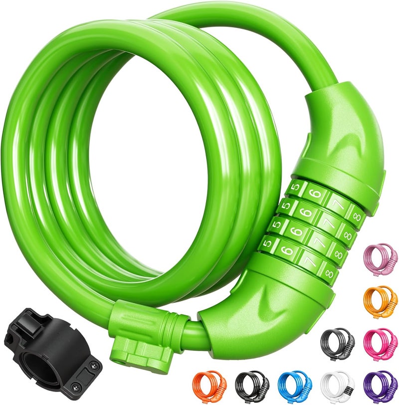 Titanker Bike Lock, Bicycle Lock 4 Feet Cable Lock 1/2 Inch Resettable Bike Lock Combination with Mounting Bracket, Bike Accessories for Bicycle, Electric Scooter, Motorcycle - Image 1