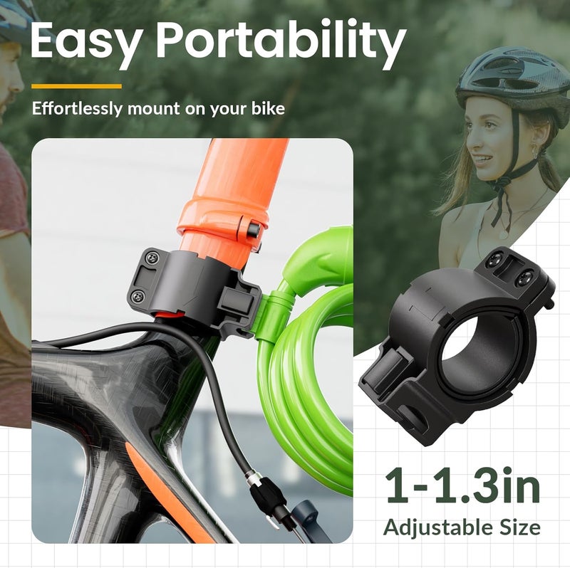 Titanker Bike Lock, Bicycle Lock 4 Feet Cable Lock 1/2 Inch Resettable Bike Lock Combination with Mounting Bracket, Bike Accessories for Bicycle, Electric Scooter, Motorcycle - Image 5