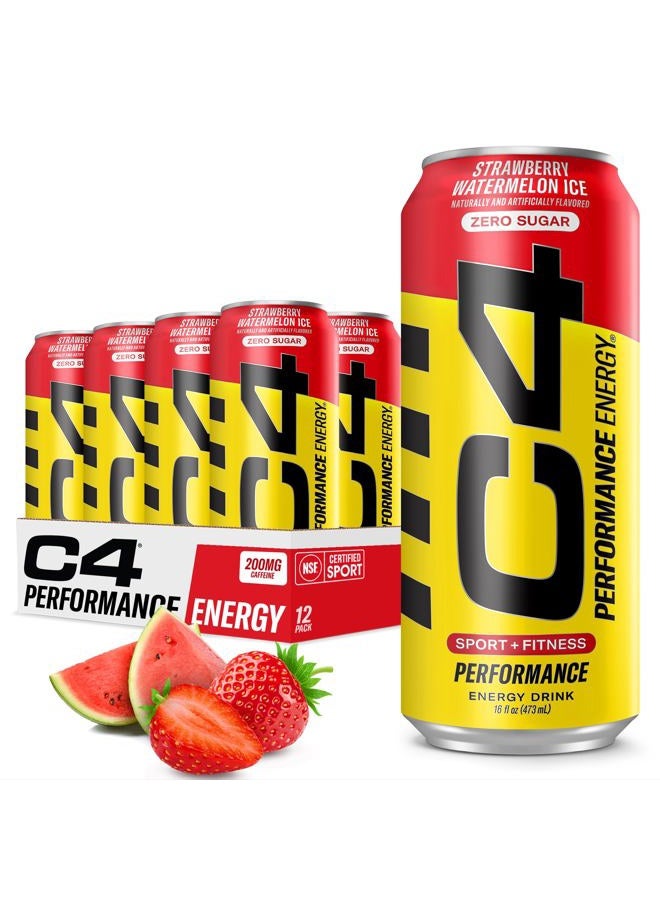 CELLUCOR C4 Energy Drink 16oz (Pack of 12) - Strawberry Watermelon Ice - Sugar Free Pre Workout Performance Drink with No Artificial Colors or Dyes - Image 1