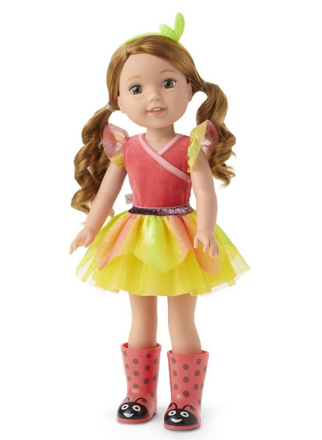 امريكان جيرل دمية ويلا من أميريكان جيرل، مقاس 14.5 بوصة، مع لباس ضيق مرجاني، وتنورة شبكية، وربطة رأس، وحذاء طويل، للأعمار من 4 سنوات فما فوق - Image 1