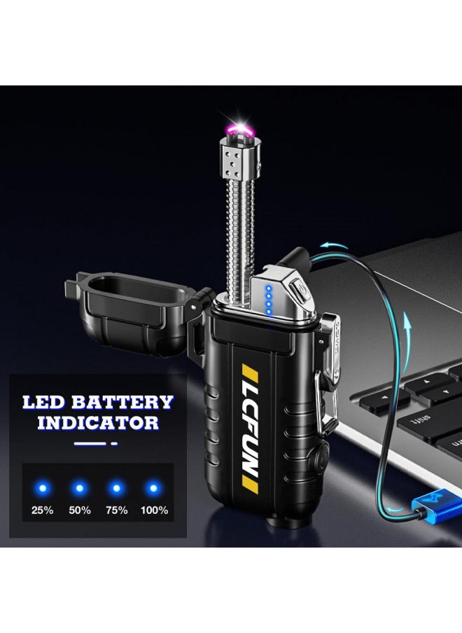 LCFUN LcFun Rechargeable Lighter, USB C Electric Lighter, Plasma Lighters with LED Battery Display, Waterproof Windproof Lighters, Arc Lighter for Candle, Camping, Survival, Hiking, Outdoor, BBQ, Gas Stove  - Image 4