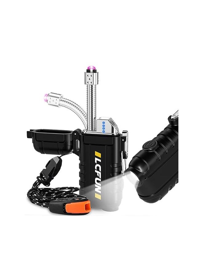 LCFUN LcFun Rechargeable Lighter, USB C Electric Lighter, Plasma Lighters with LED Battery Display, Waterproof Windproof Lighters, Arc Lighter for Candle, Camping, Survival, Hiking, Outdoor, BBQ, Gas Stove  - Image 1