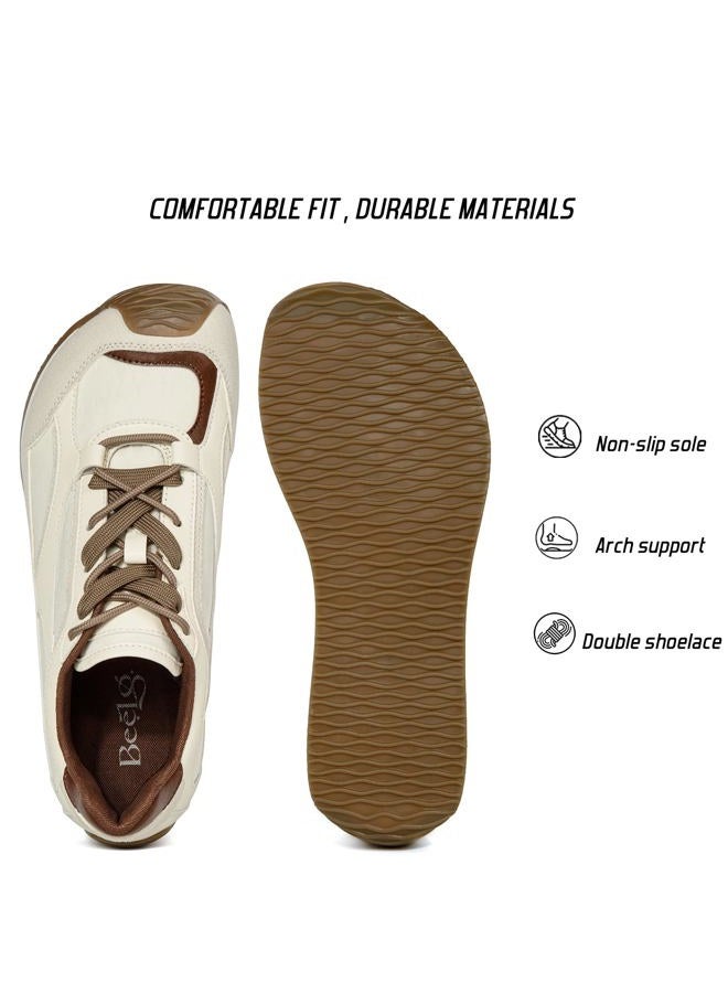 BeeLg Wide Toe Box Casual Sneaker for Women Suede Non-Slip Comfortable Walking Lightweight Shoes Gym Tennis Fashion Sneakers, Beige, 10 - Image 5