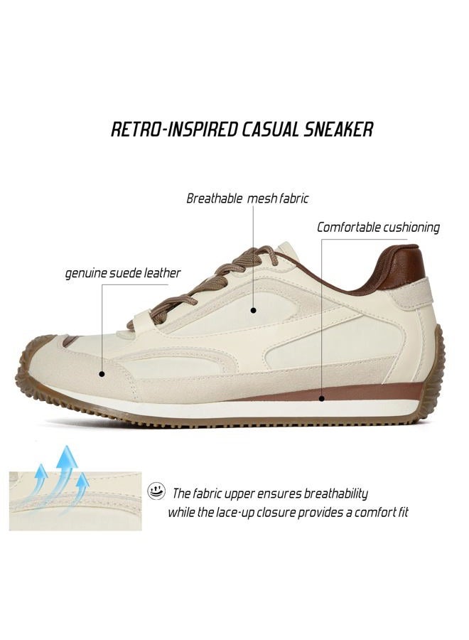 BeeLg Wide Toe Box Casual Sneaker for Women Suede Non-Slip Comfortable Walking Lightweight Shoes Gym Tennis Fashion Sneakers, Beige, 10 - Image 4