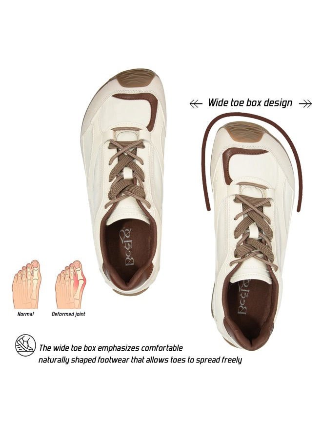 BeeLg Wide Toe Box Casual Sneaker for Women Suede Non-Slip Comfortable Walking Lightweight Shoes Gym Tennis Fashion Sneakers, Beige, 10 - Image 3
