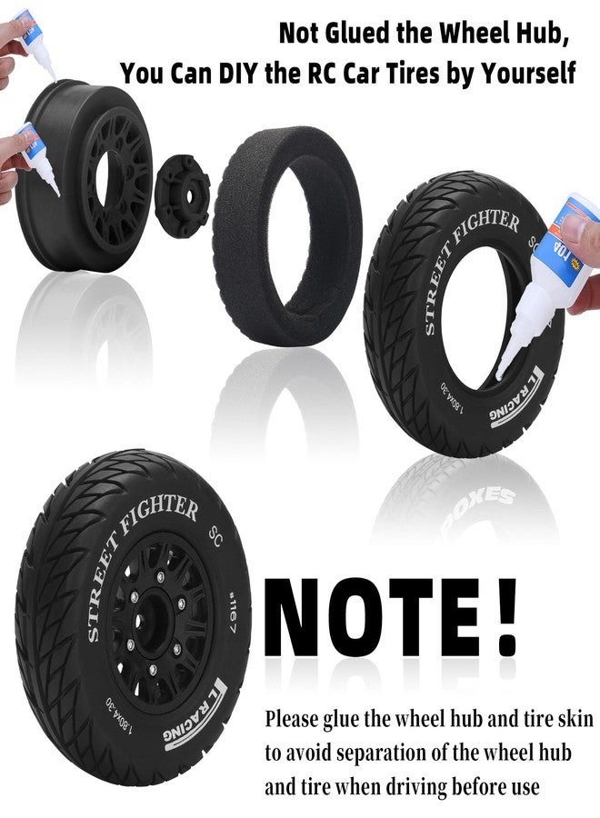 daitoku 12mm/14mm/17mm Hex RC Wheels and Tires RC Truck Tires RC Car Wheels 1/10 Scale Tyres Hex Detachable Replacement RC Car Tires for Arrma Senton Tires Slash Tires Axial Redcat Rc4wd Fury (Black C) - Image 2