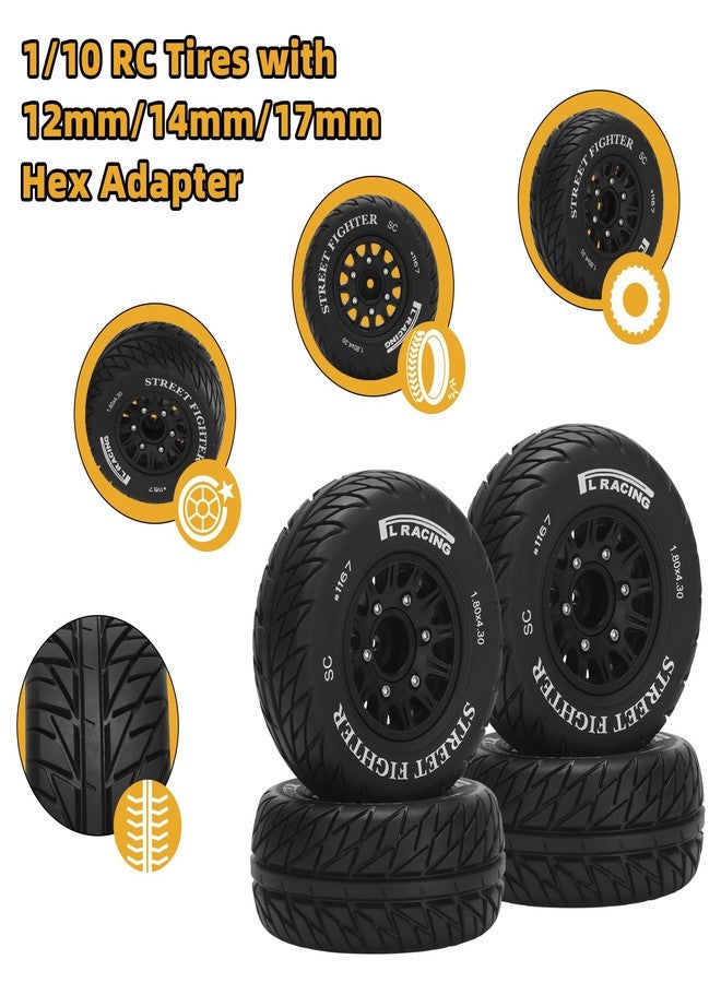 daitoku 12mm/14mm/17mm Hex RC Wheels and Tires RC Truck Tires RC Car Wheels 1/10 Scale Tyres Hex Detachable Replacement RC Car Tires for Arrma Senton Tires Slash Tires Axial Redcat Rc4wd Fury (Black C) - Image 3