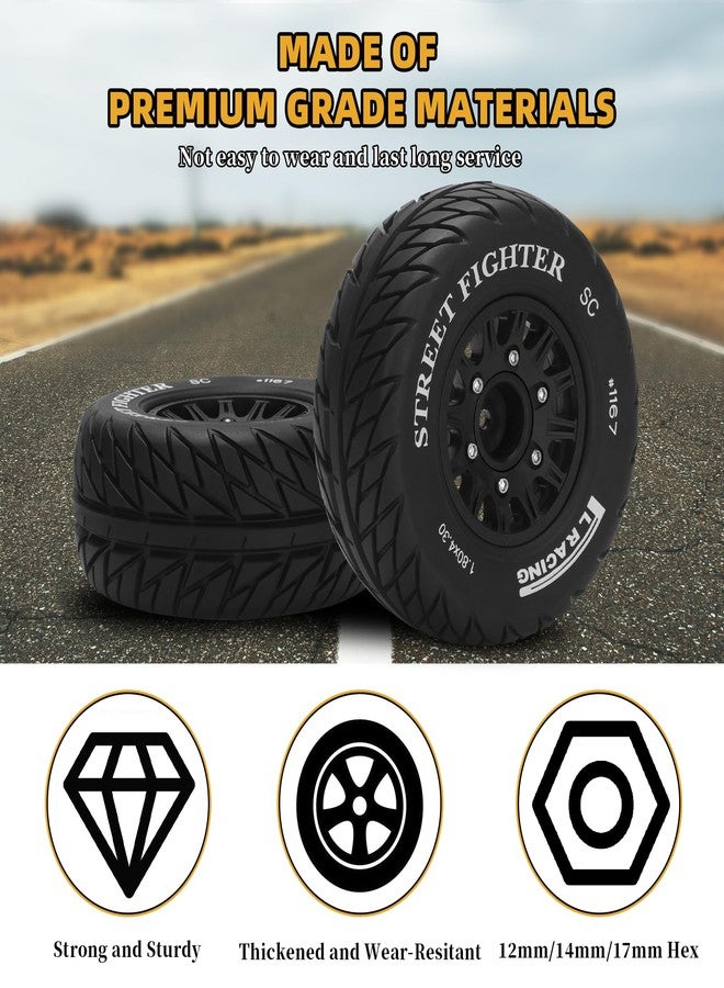 daitoku 12mm/14mm/17mm Hex RC Wheels and Tires RC Truck Tires RC Car Wheels 1/10 Scale Tyres Hex Detachable Replacement RC Car Tires for Arrma Senton Tires Slash Tires Axial Redcat Rc4wd Fury (Black C) - Image 4