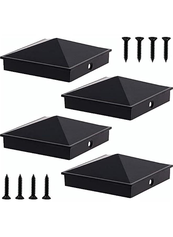 Arabest True I.D. 4-1/16 x 4-1/16 Aluminum Pyramid Post Caps Cover ONLY for Actual/True 4 x 4 Wood Post, NOT for Actual 3.5 x 3.5 Wood Post, with Matte Finish Powder Coated Surface(Black, 4Pack) - Image 1