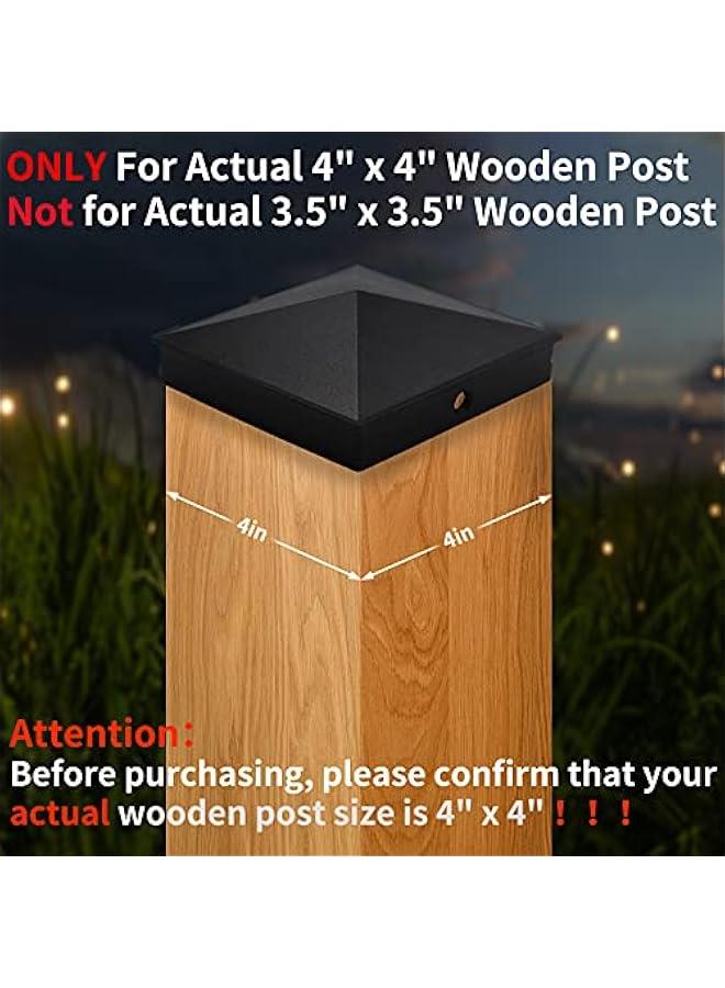 Arabest True I.D. 4-1/16 x 4-1/16 Aluminum Pyramid Post Caps Cover ONLY for Actual/True 4 x 4 Wood Post, NOT for Actual 3.5 x 3.5 Wood Post, with Matte Finish Powder Coated Surface(Black, 4Pack) - Image 2