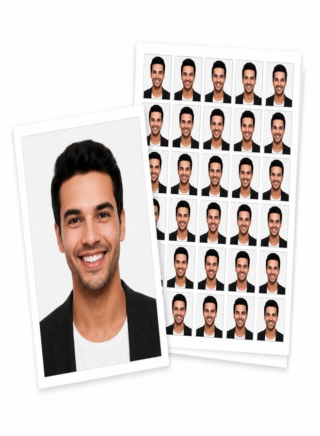 JOGIDO Custom Passport Size Photo Stickers, Send Your Photos - Pre-Cut, Self-Adhesive, High Gloss & Water Resistant, Instant & Quick Attach, Professional Quality- Upload Your Photo Now - (Pack of 70) - Image 1