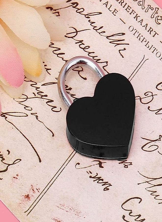 AYNEFY Treasure Chest Padlock, Heart Shaped Metal Lock Colorful Diary Book Security Padlock with Key for Jewelry Box Purse Handbag Cabinet Lockers Letter Box (Black) - Image 2