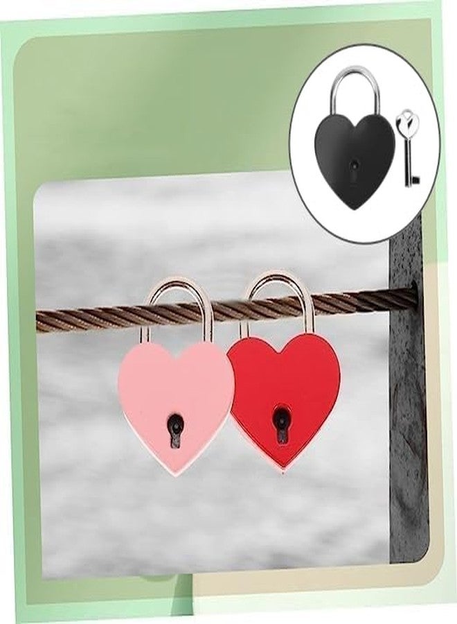 AYNEFY Treasure Chest Padlock, Heart Shaped Metal Lock Colorful Diary Book Security Padlock with Key for Jewelry Box Purse Handbag Cabinet Lockers Letter Box (Black) - Image 5