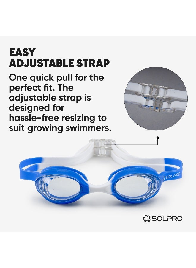 SOLPRO Little Splash Kids Swimming Goggles (Blue/White) - Image 3