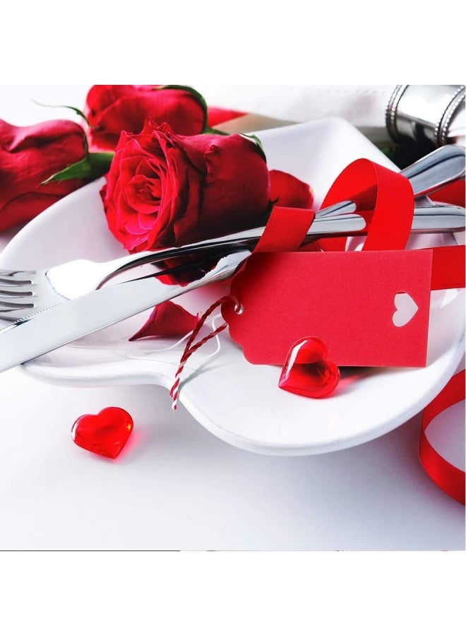 Premify 200  Pieces Red Kraft Paper Gift Tags With 25M Natural Jute Twine | Gifts Wrap With These Rectangle Hollow Heart Hang Labels - Ideal Tag For Use On Birthdays Wedding - Image 5