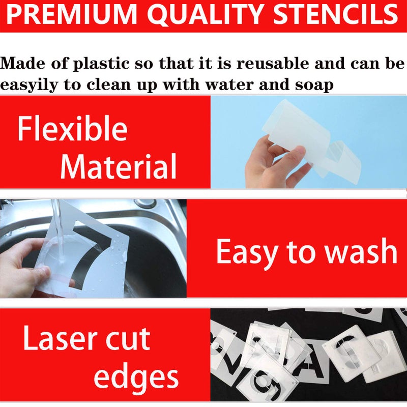 YEAJON 4 Inch Letter Stencils and Numbers, 36 Pcs Alphabet Art Craft Stencil, Reusable Plastic Templates for Wood, Wall, Fabric, Rock, Signage (4 Inch) - Image 5