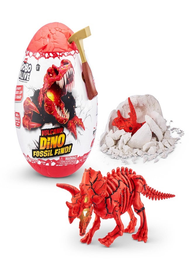 Robo Alive Volcano Dino Fossil Find Triceratops by ZURU Boys Age 5+ Dig and Discover, STEM -Excavate Prehistoric Fossils, Educational Toys, Great Science Kit Gift (Triceratops) - Image 1