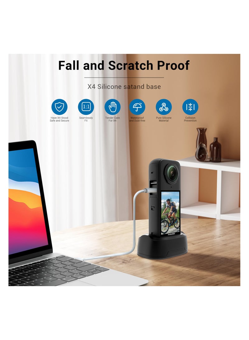 SYOSI Silicone Stand Holder for Insta360 X4 - Stable Non-Slip Desktop Base Support for Insta 360 X4 Accessories, Secure Fit and Anti-Slip Stability for Desktop and Floor Use - Image 4