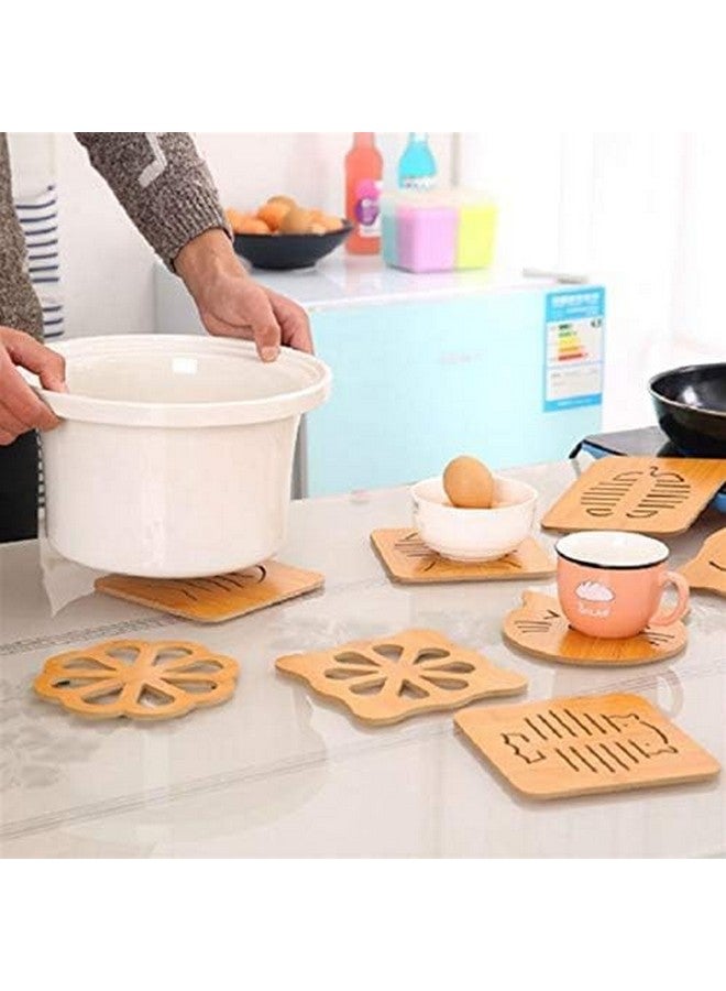 Sugalsu 4 pcs Wooden Coasters for Drinks, Non-Slip Hallow Coasters, Kitchen Accessories with Anti-Scald for Bar Home Cafe Restaurant Beautiful Home Decor for Friends(14.5 * 14.5 Cm) - Image 3