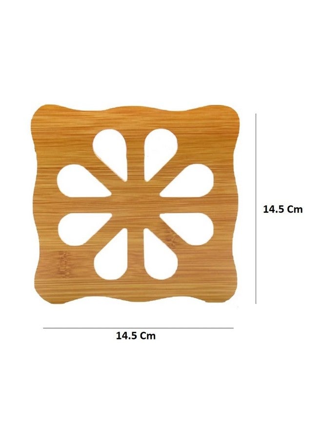 Sugalsu 4 pcs Wooden Coasters for Drinks, Non-Slip Hallow Coasters, Kitchen Accessories with Anti-Scald for Bar Home Cafe Restaurant Beautiful Home Decor for Friends(14.5 * 14.5 Cm) - Image 2